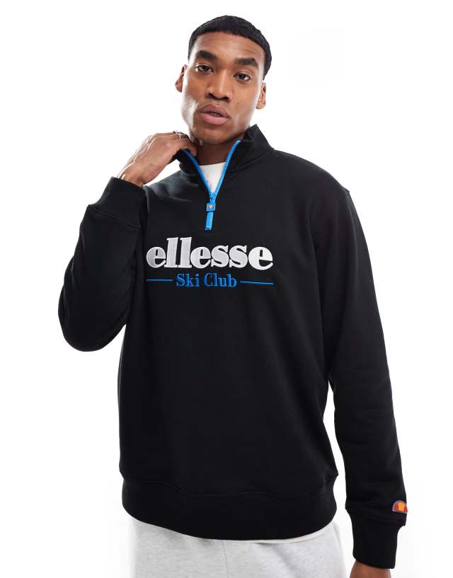 ellesse Baleor quarter zip sweat in black | ASOS