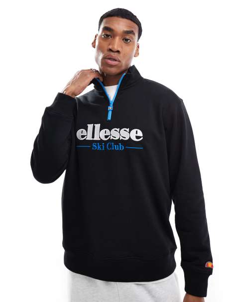ellesse – Baleor – Sweatshirt in Schwarz mit kurzem Reißverschluss - view 1