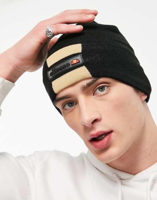 ellesse beanie in black and tan ASOS