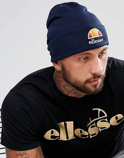 Ellesse Beanie With Large Logo In Navy | ASOS
