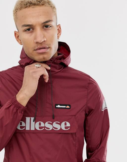 ellesse Berto 2 half zip jacket with reflective detail in burgundy