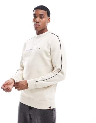 ellesse ellesse Bettega taped sleeve sweatshirt in beige-Neutral