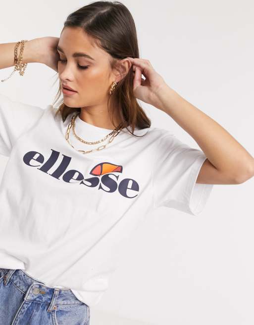 ellesse – Biały T-shirt o fasonie boyfriend, 3 z 4
