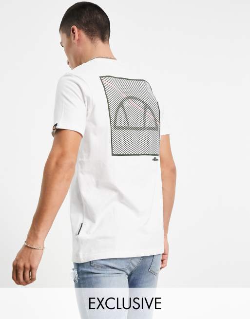 ellesse – Biały T-shirt z nadrukiem na plecach – tylko w ASOS