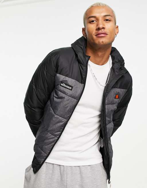 ellesse blocked puffer jacket In black grey ASOS and 