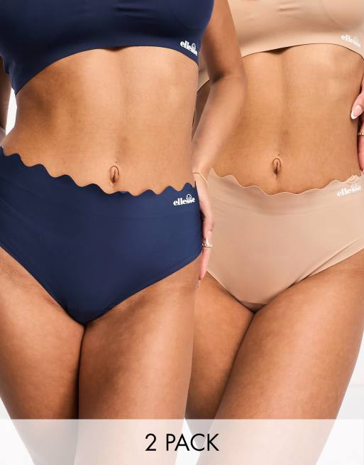 Ellesse bonded 2 pack scalloped set in brown and navy