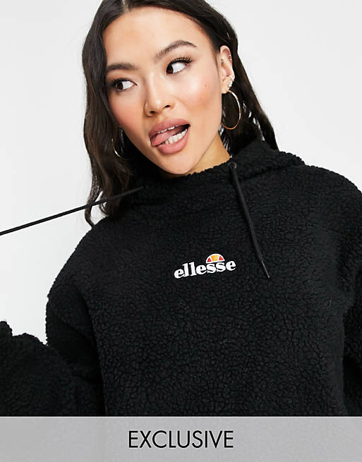 ellesse borg hoodie with logo in black