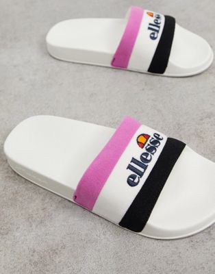 Ellesse borgaro logo slides in white and pink