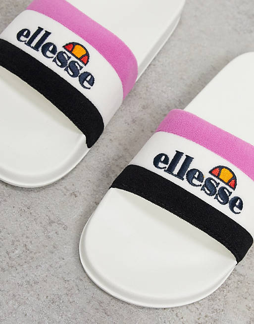Ellesse borgaro logo slides in white and pink