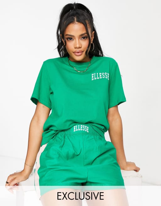 ellesse – Boyfriend-T-Shirt in Grün
