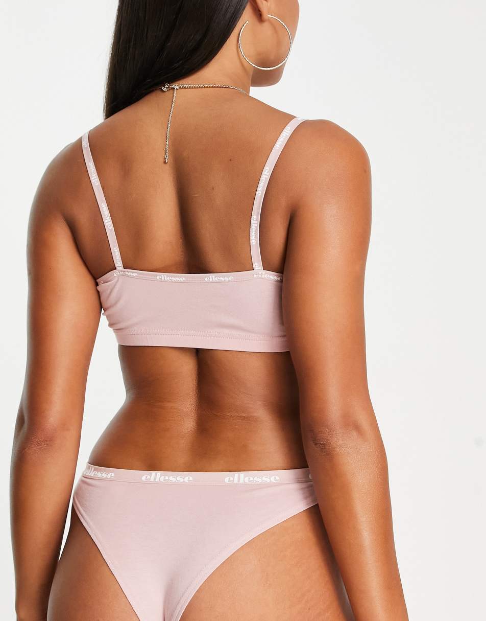 Ellesse bralette and thong set in pink