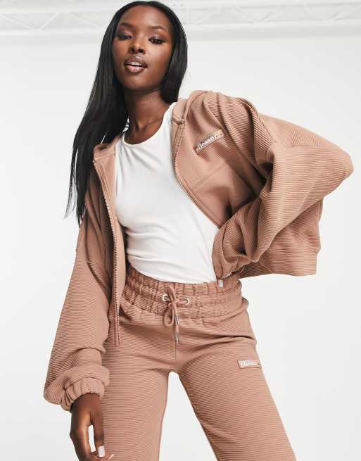 ellesse Campenelle cropped hoodie in brown ASOS