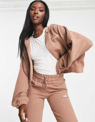 ellesse Campenelle cropped hoodie in brown - ASOS Price Checker