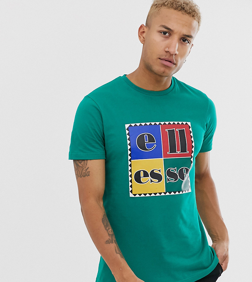 ellesse - Campii re-issue - T-shirt met vierkant logo in groen exclusief bij ASOS