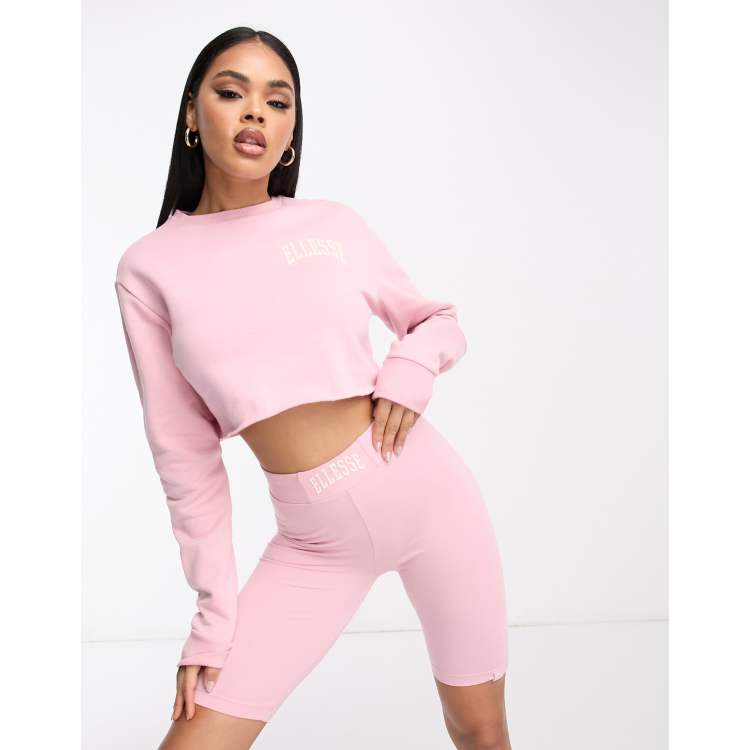 ellesse Canleo crop sweatshirt in light pink ASOS