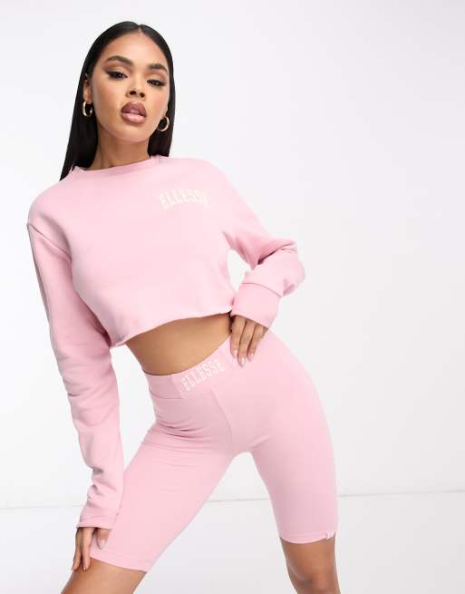 ellesse Canleo crop sweatshirt in light pink ASOS