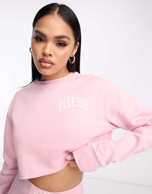 ellesse Canleo crop sweatshirt in light pink