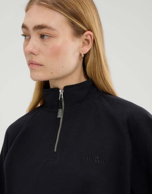ellesse Carrera 1/4 zip sweatshirt in black, 3 of 3