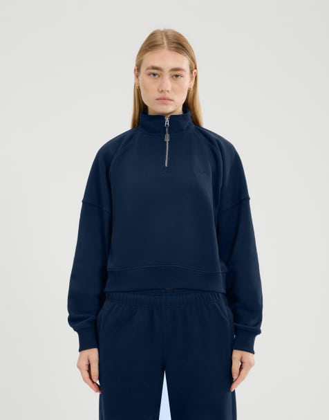 ellesse Carrera 1/4 zip sweatshirt in navy - view 1