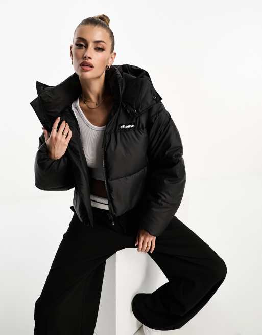 Columbia Puffect cropped puffer jacket in shiny black Exclusive at ASOS