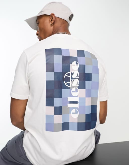 ellesse – Chello – T-Shirt in Weiß mit blau-schwarzem Rückenprint