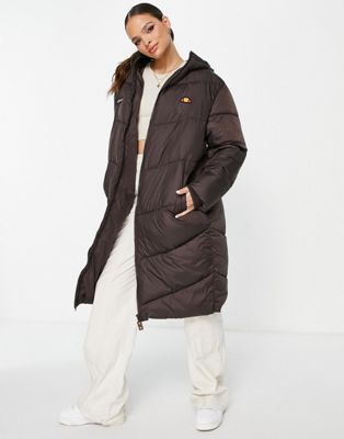 ellesse chevron puffer with logo in brown