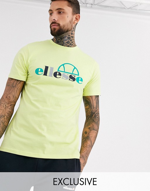 ellesse Chipolle multi-coloured logo t-shirt in lime exclusive at ASOS