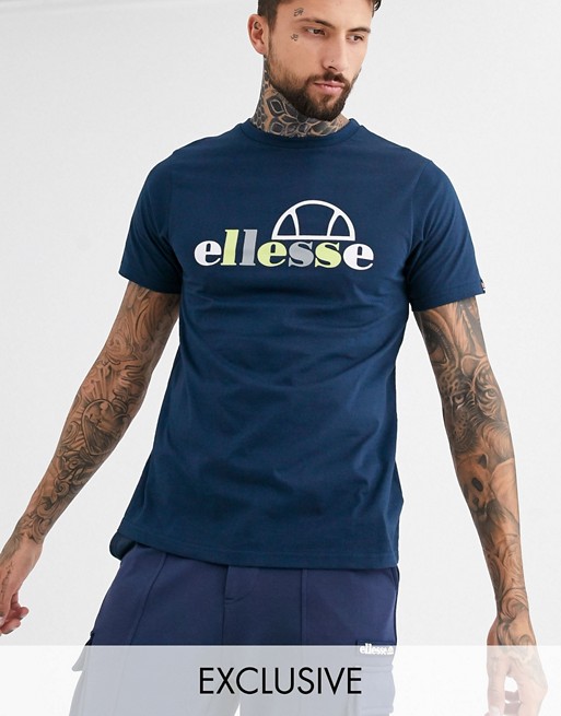 ellesse Chipolle multi-coloured logo t-shirt in navy exclusive at ASOS