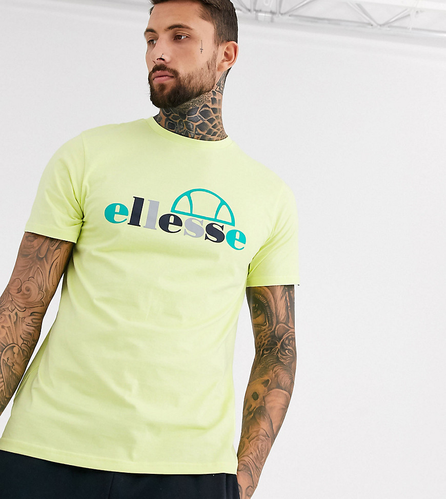 Ellesse - Chipolle - T-shirt verde lime con logo multicolore - In esclusiva per ASOS-Giallo