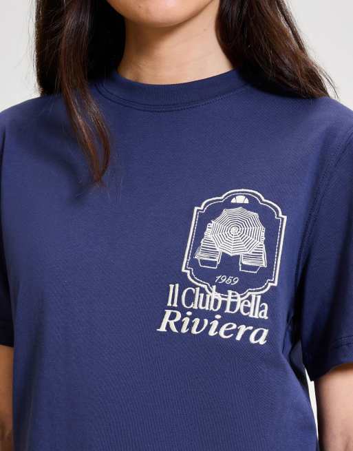 ellesse Citronello tee in dark blue/off white, 4 of 4