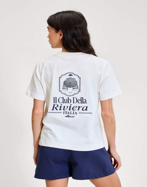 ellesse Citronello tee in off white/dark blue