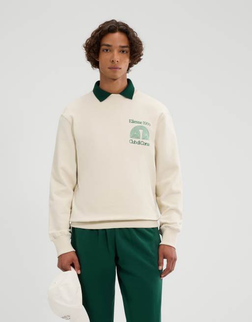 ellesse Club di corsa sweatshirt in off white, 4 of 4