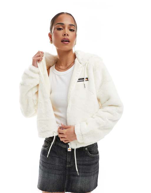 Faux fur cropped hoodie best sale