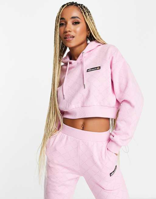 Ellesse pink cropped discount hoodie