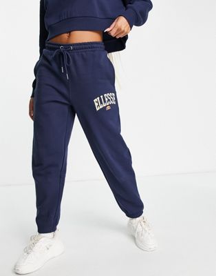 ellesse collegiate joggers with logo in navy