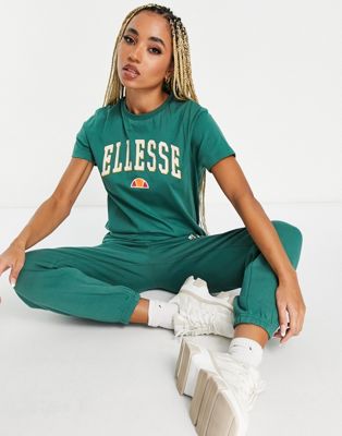 ellesse collegiate t-shirt with logo in green