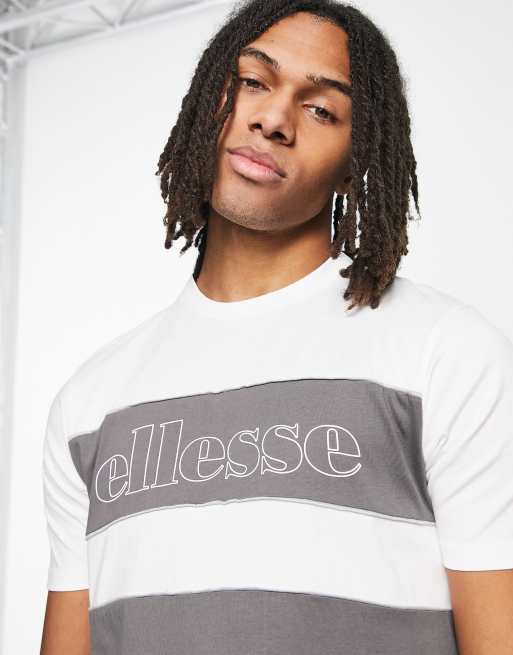 ellesse color block T shirt with logo in gray