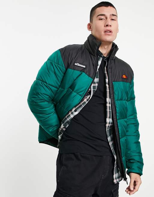 ellesse colour block puffer in green and black exclusive to ASOS