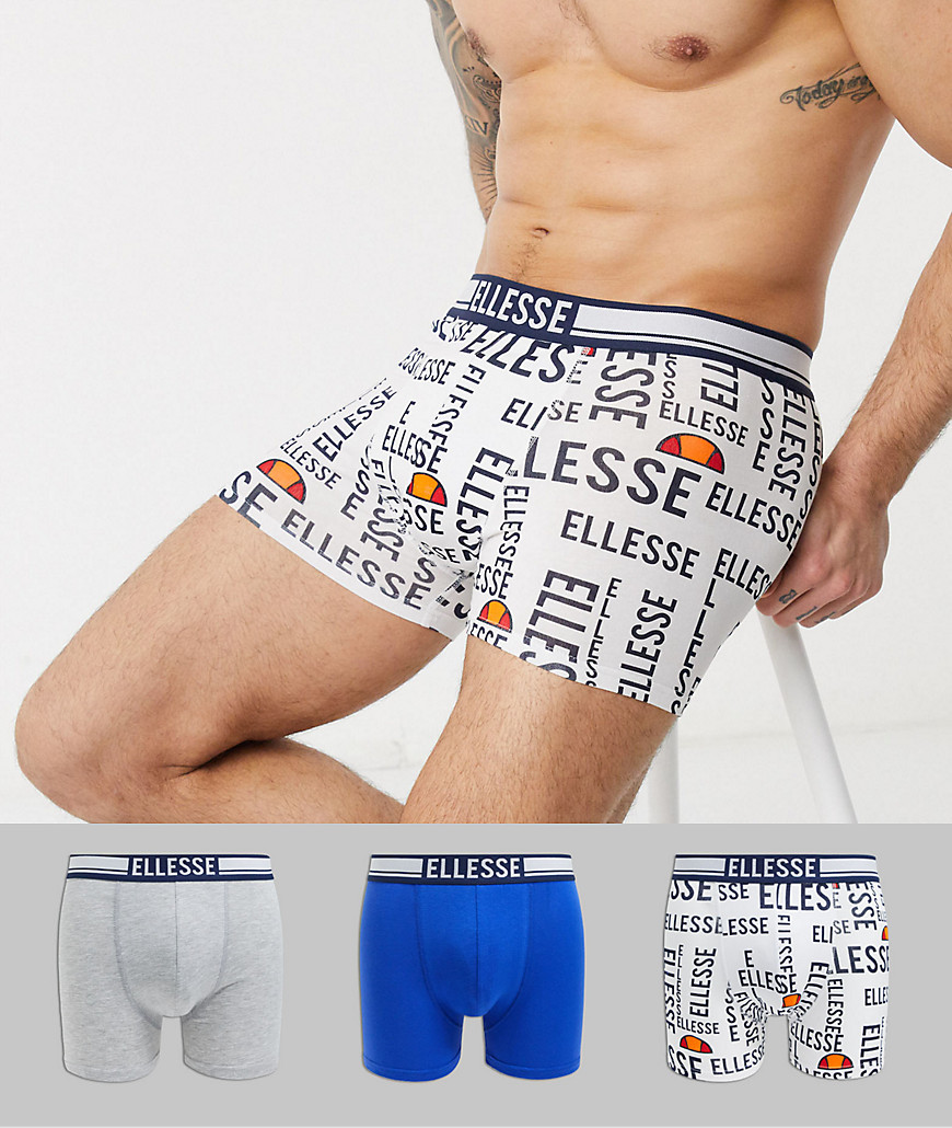 Ellesse - Confezione da 3 boxer aderenti blu e bianchi con logo-Multicolore