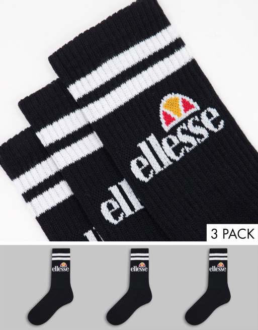 ellesse - Confezione da 3 paia di calzini a righe con logo, colore nero