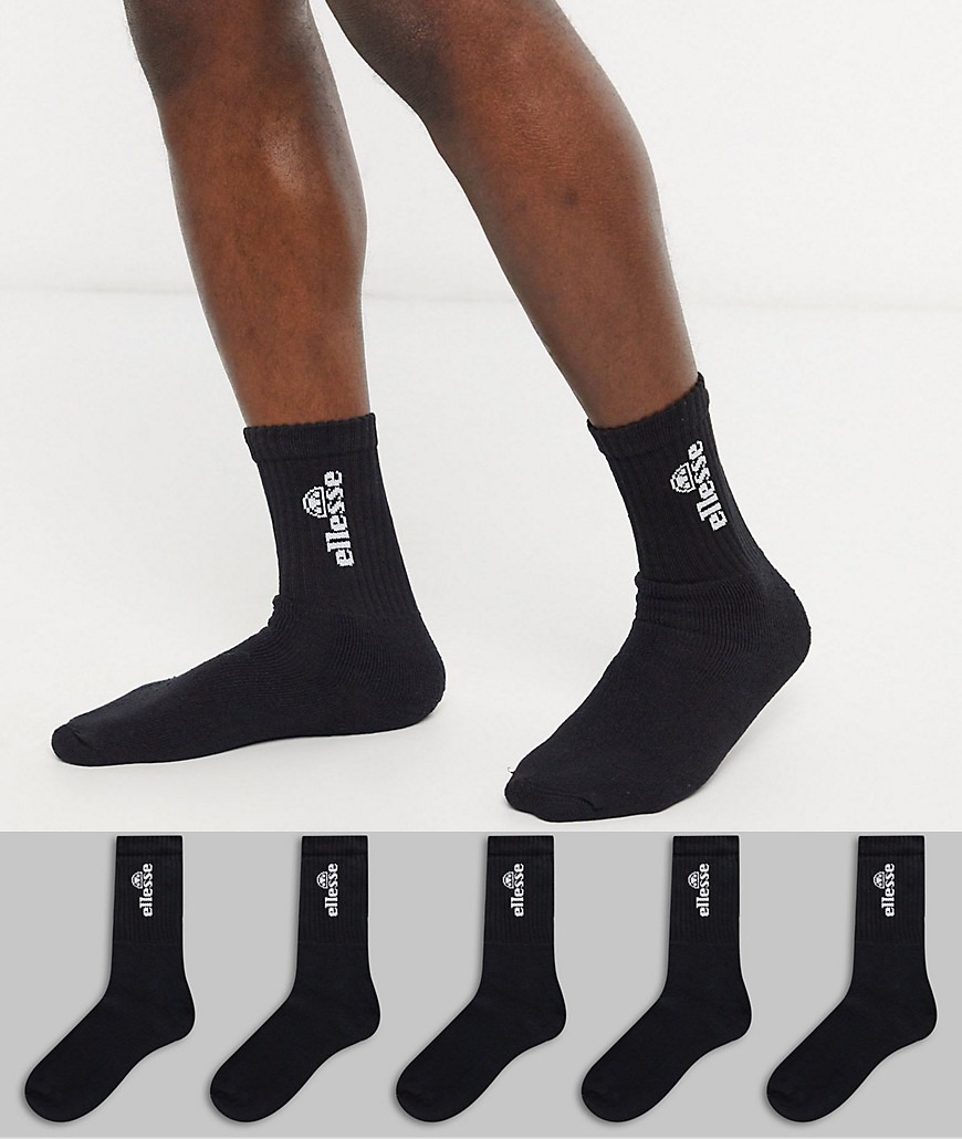 Ellesse - Confezione da 5 paia di calzini sportivi neri-Nero