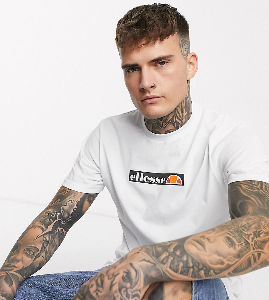 Ellesse Connecty box logo t-shirt in white exclusive at ASOS