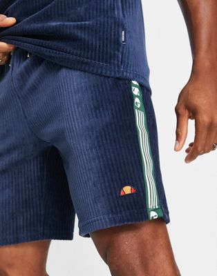 ellesse cord short with taping in navy