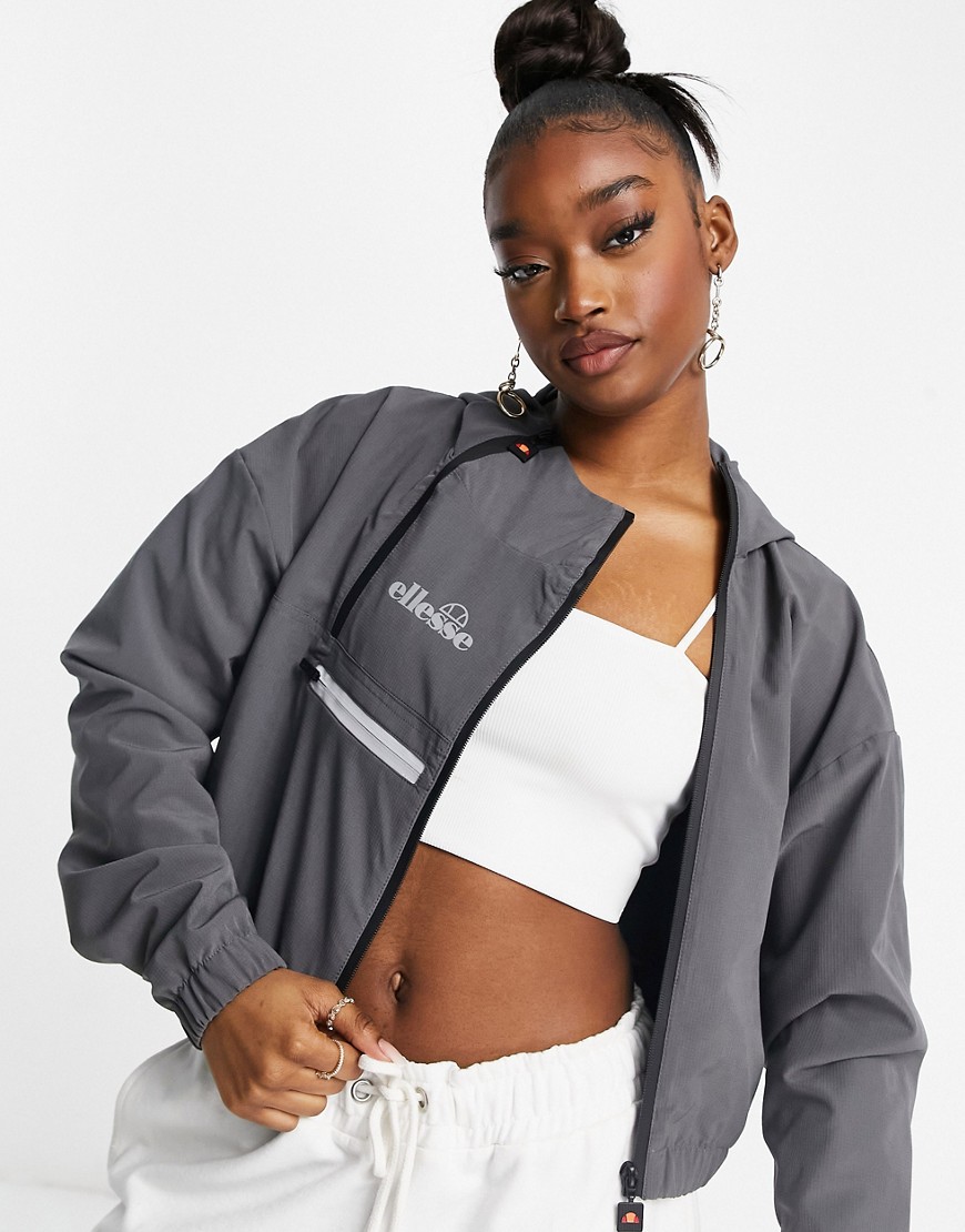 Ellesse crop jacket with reflective logo in gray-Grey