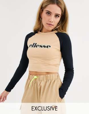 ellesse long sleeve crop polo top