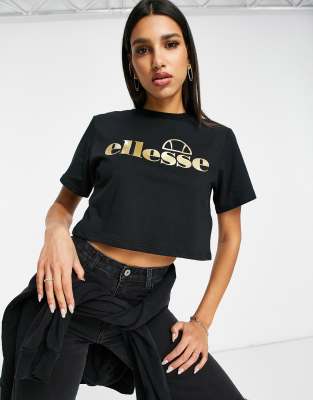 ellesse crop top black