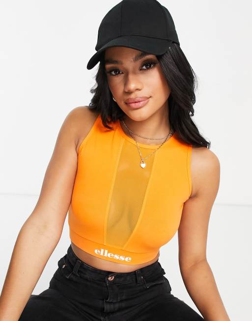 Neon orange crop tank hot sale top