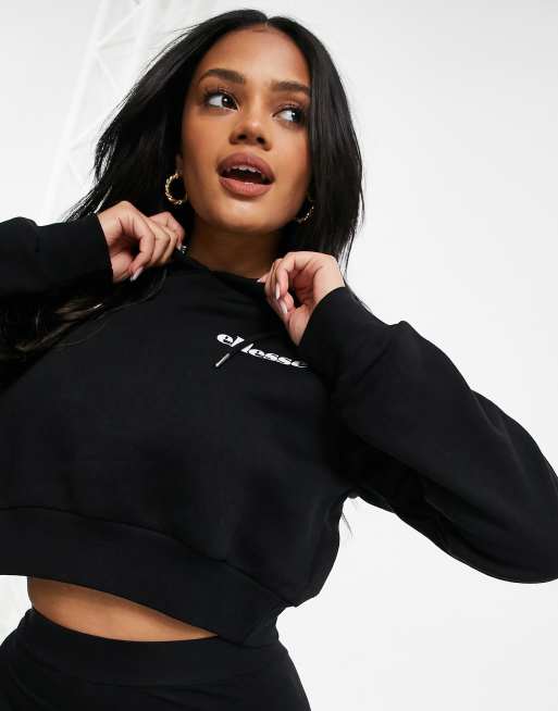 ellesse cropped hoodie and leggings set in black | ASOS