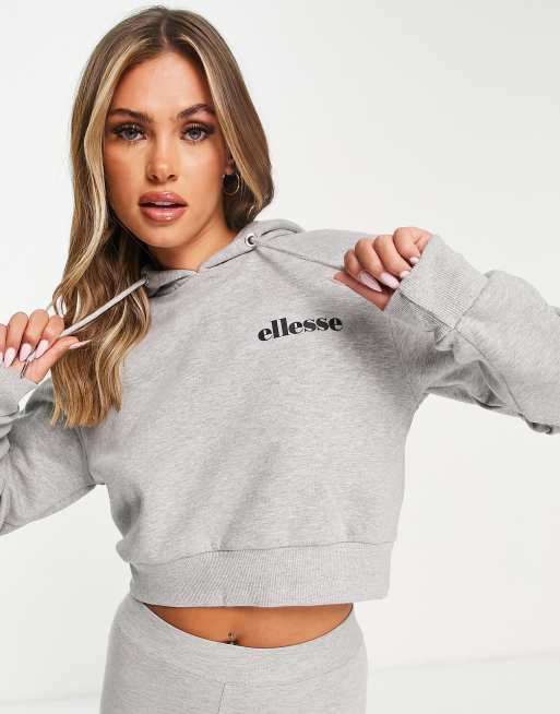 Ellesse piping shop panel crop hoodie