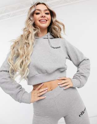 ellesse grey cropped hoodie